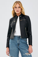 Alexa Women's Black Short Leather Jacket | Derimod