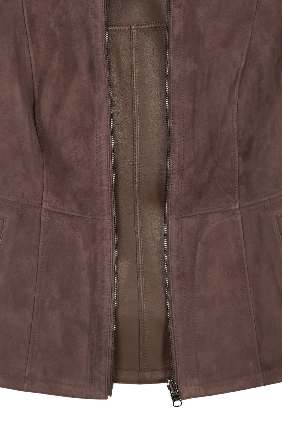 Lucy Woman Gray Double-Sided Leather Suede Jacket