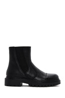 Men's Black Leather Zippered Boots | Derimod