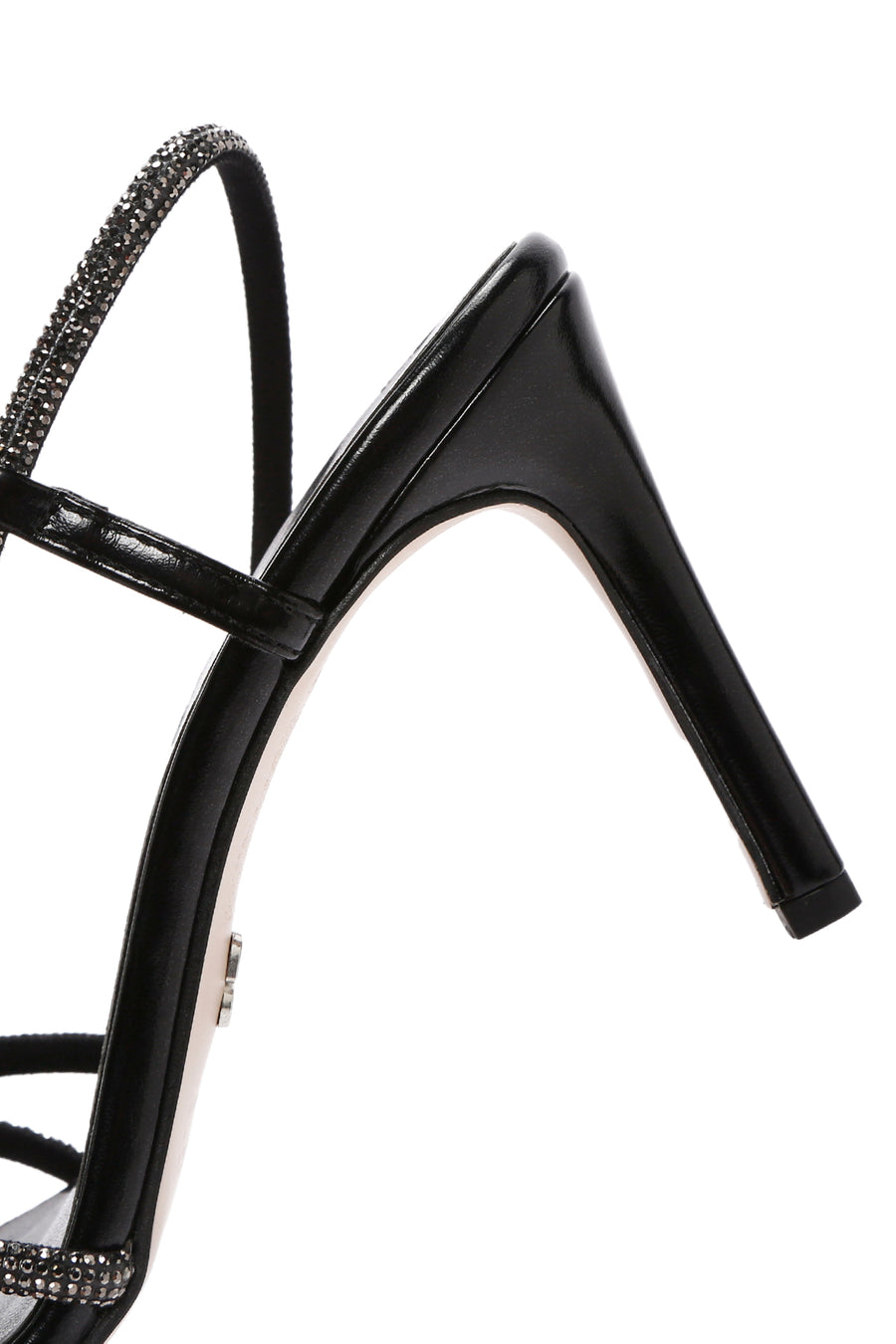 Women's Black Stone Thin Heel Sandals