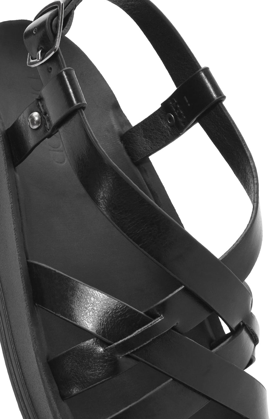Women's Black Thick-Soled Metallic Sandals