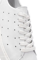 Men's White Lace-up Thick-Sole Leather Sneaker | Derimod