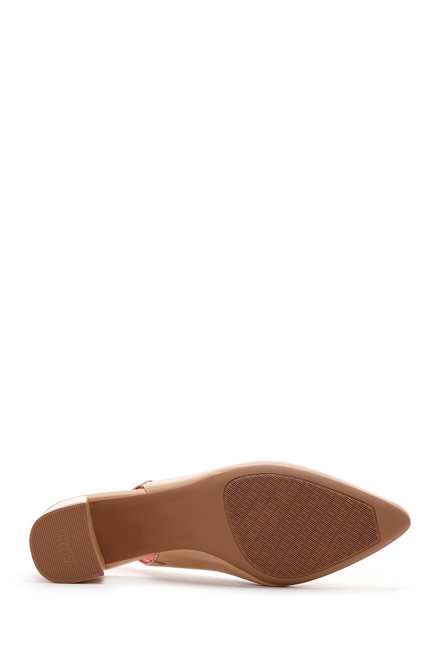 Derimod Gritti Women's Beige Open Back Short Thick Heeled Leather Shoes