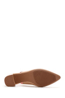 Derimod Gritti Women's Beige Open Back Short Thick Heeled Leather Shoes | Derimod