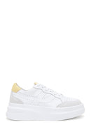 Women's White Leather Thick Soled Sneaker | Derimod