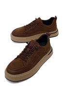 Male Brown Lace-up Thick-soled Nubuck Leather Sneaker | Derimod