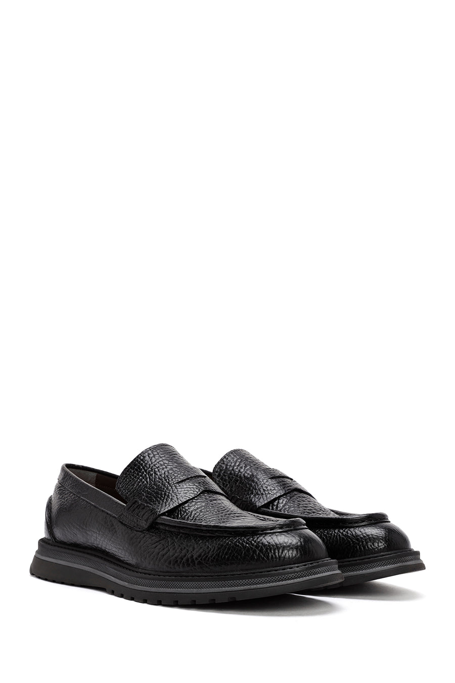 Men's Black Leather Casual Loafer