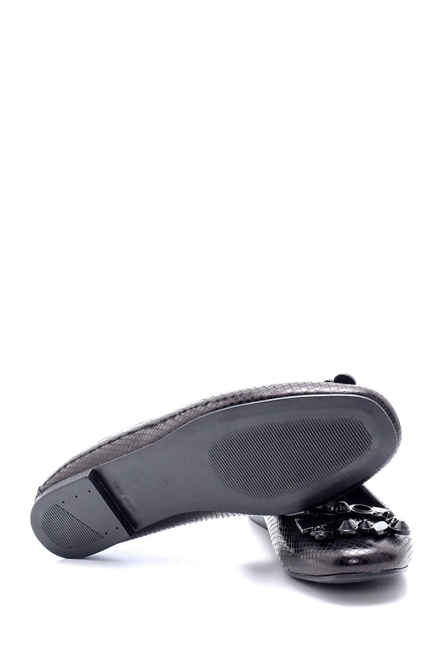 Women's Leather Snakeskin Patterned Ballerinas
