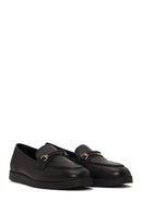 Woman Black Buckled Thick-Soled Leather Comfort Loafer | Derimod
