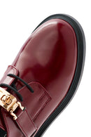 Women's Burgundy Lace-Up Leather Masculine Shoes | Derimod