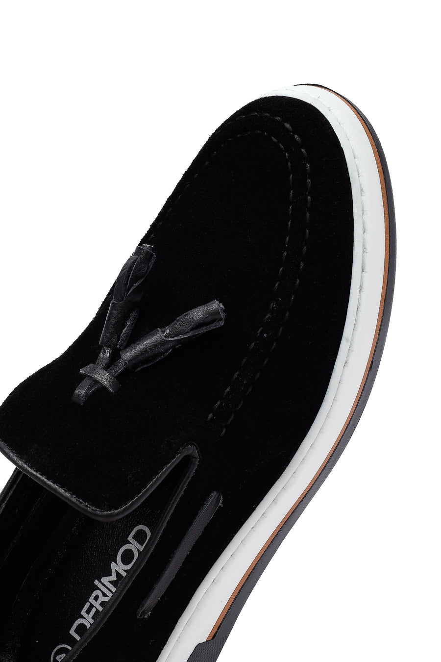 Erkek Siyah Püsküllü Süet Deri Casual Loafer