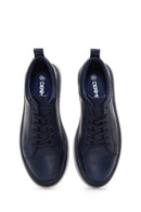 Men's Navy Blue Leather Sneaker | Derimod