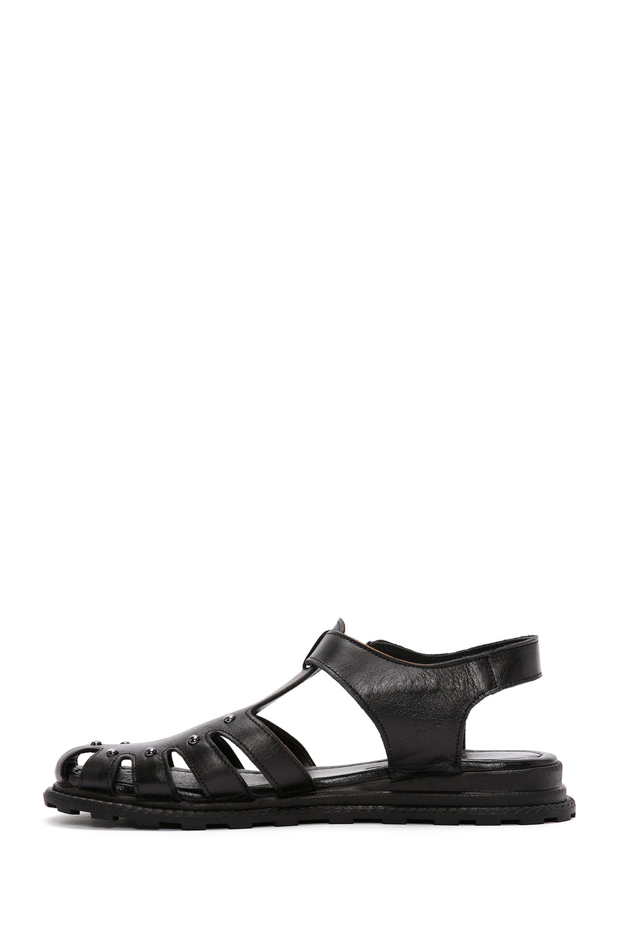 Women's Black Ankle Strap Leather Sandals