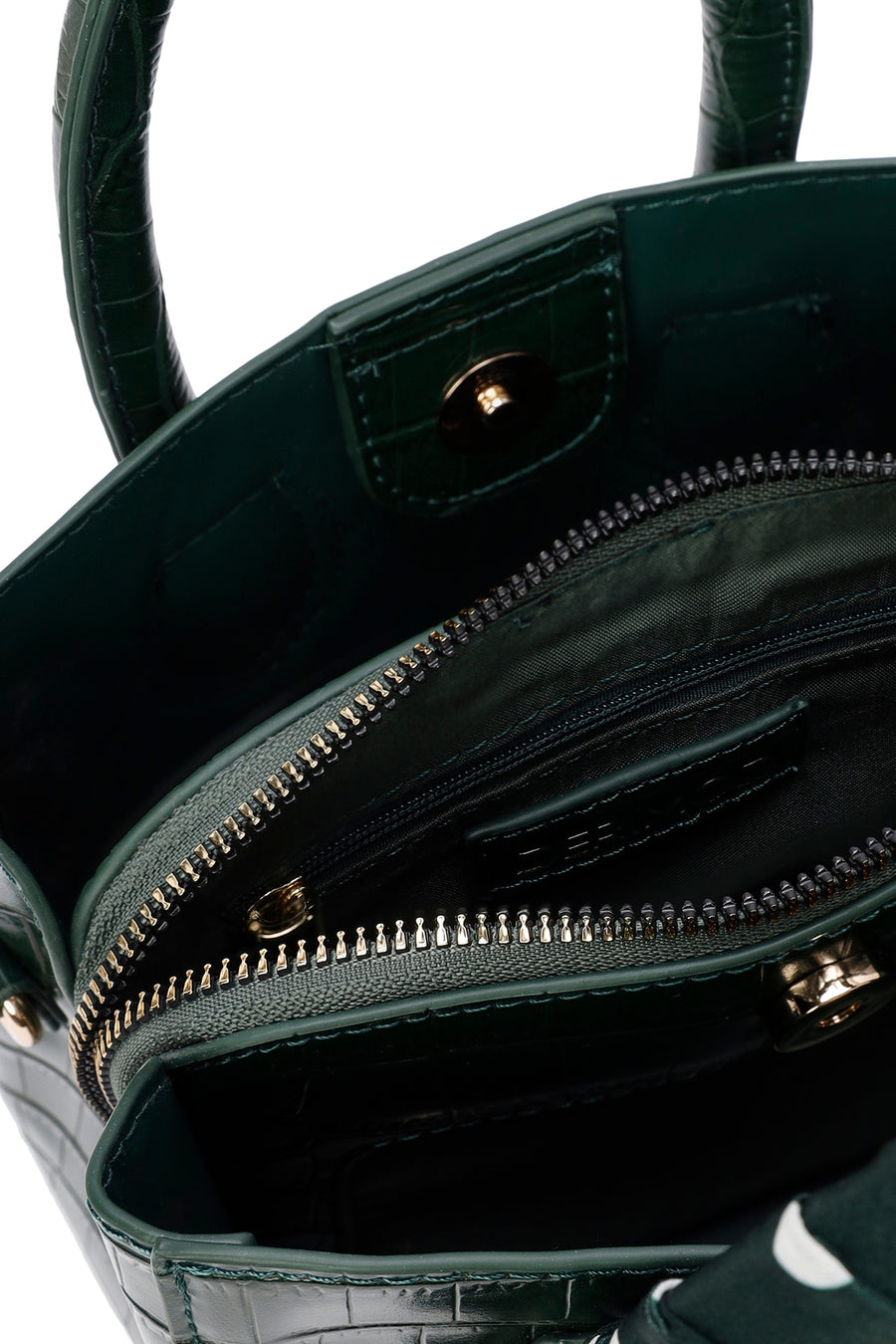 Women's Green Accessory Detailed Long Strap Crocodile Patterned Handbag