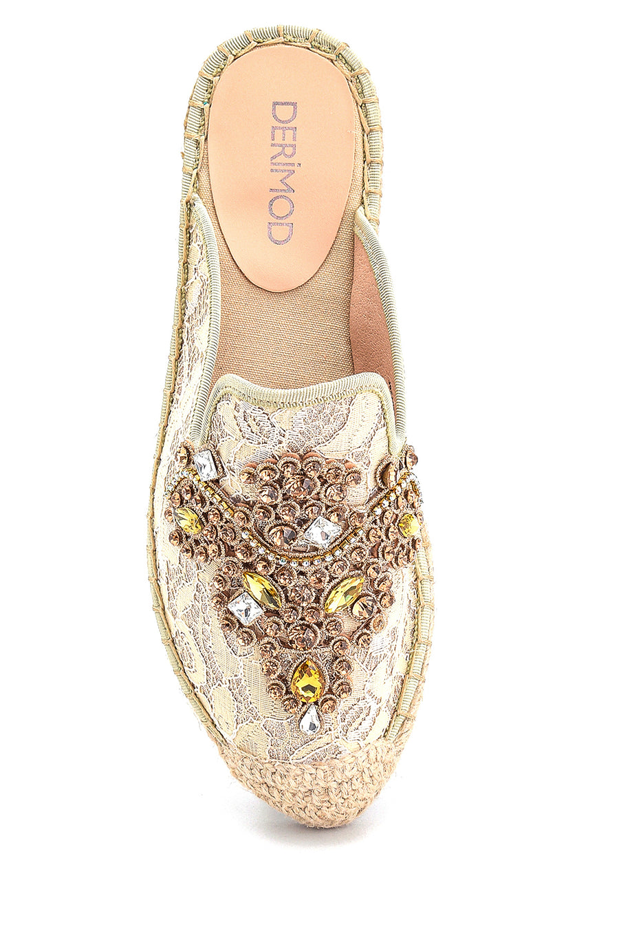 Women's Stone Detailed Straw Slippers