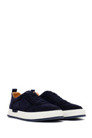 Male Navy Lace-up Thick-soled Suede Leather Sneaker | Derimod