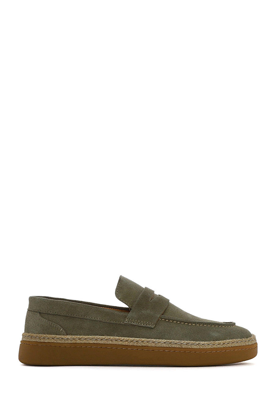 Men's Green Suede Leather Loafer 25SFD631810 | Derimod