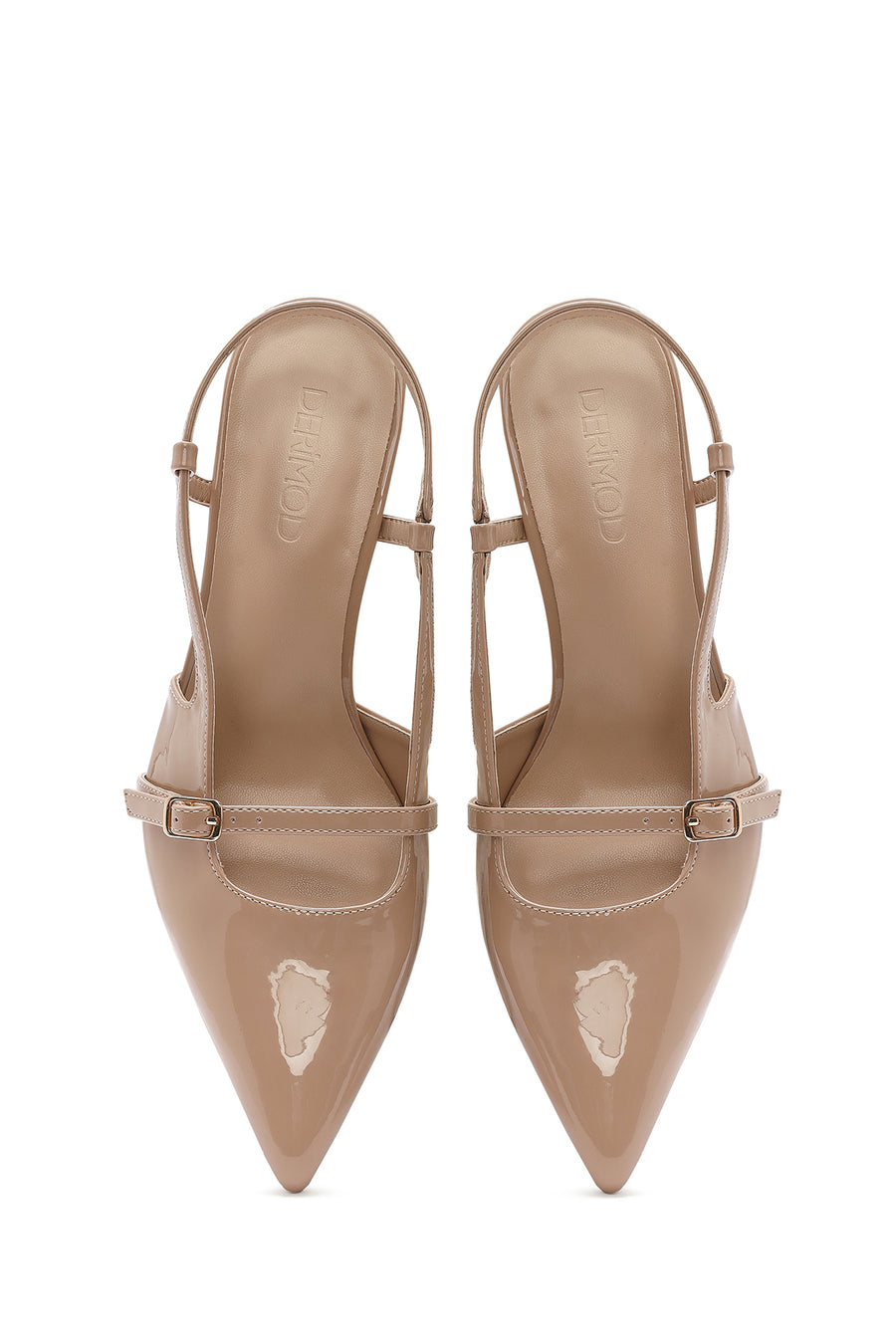 Women's Beige Open Back Thin Heeled Shoes