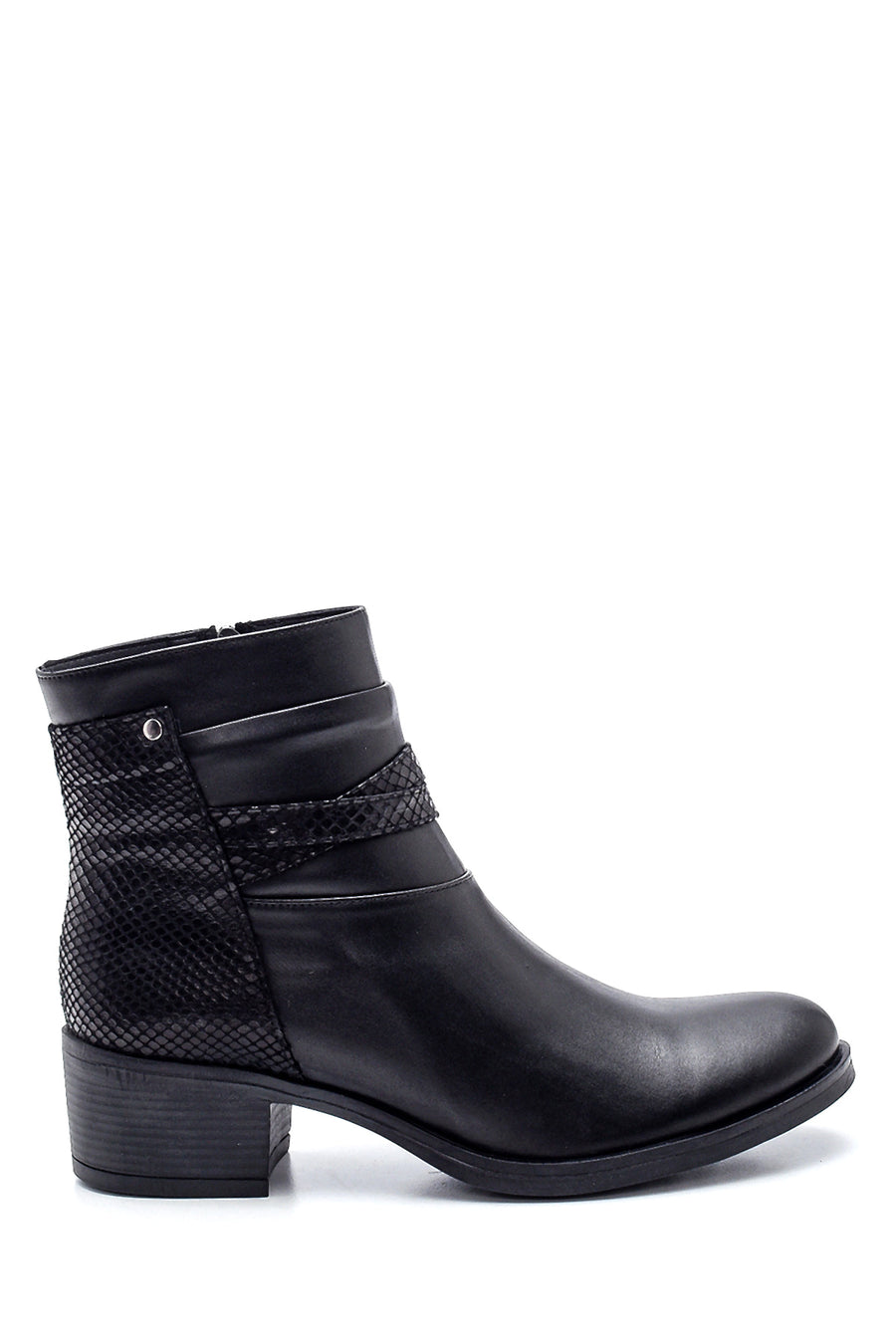 Women's Snake Patterned Mid-Heeled Boots 21WFE171214 | Derimod