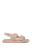 Women's Beige Double Buckle Comfort Sandals | Derimod