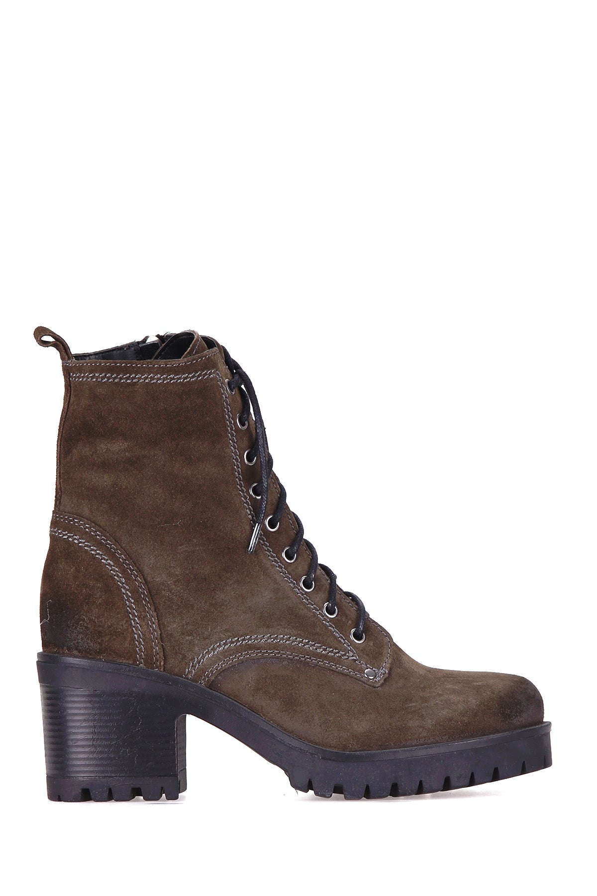 Women's Suede Leather Lace Up Boots 18WFD220710 | Derimod