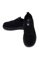 Derimod Zero Male Black Lace-Up Thick-Soled Fabric Sneaker | Derimod