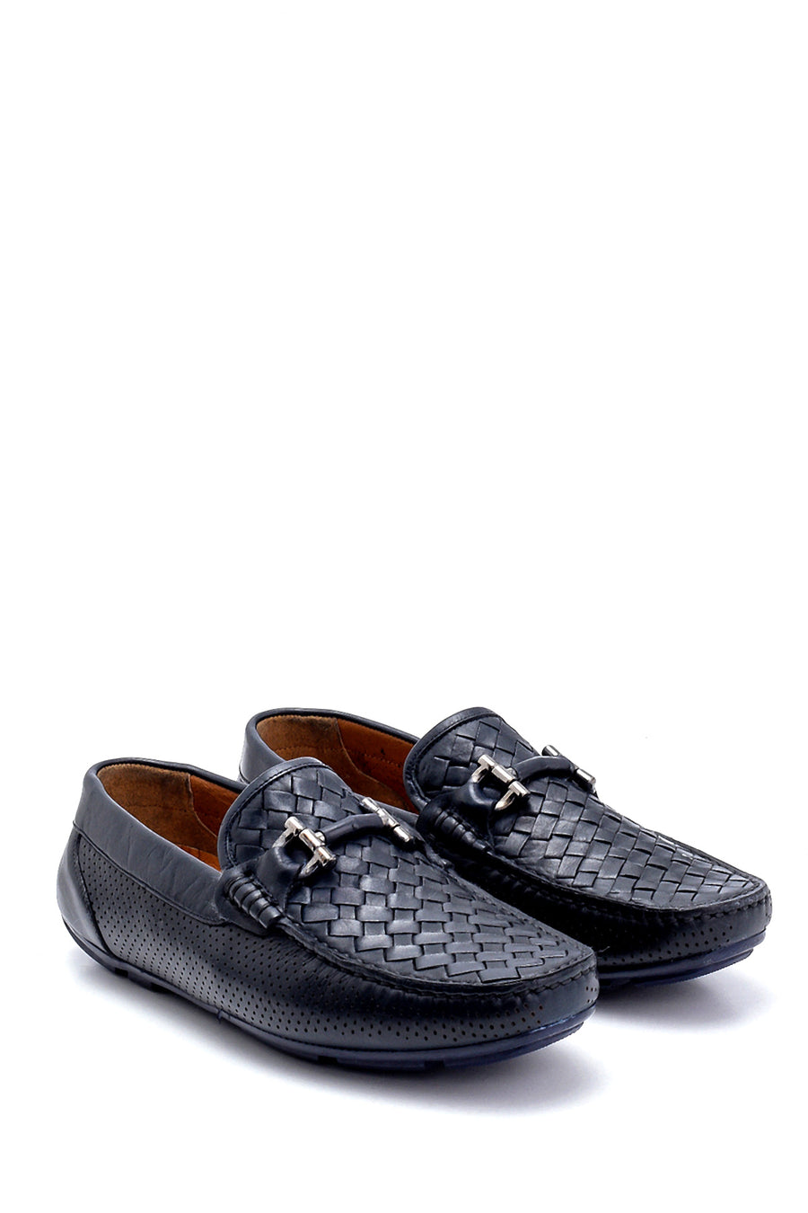 Erkek Deri Örgü Detaylı Loafer