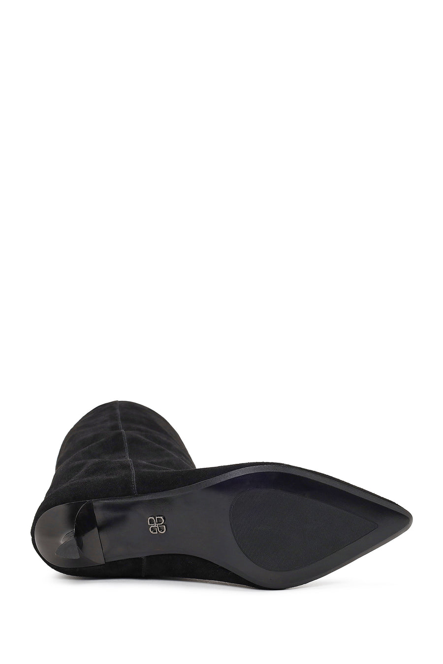 Woman Black Thin-Heeled Suede Boot