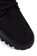 Male Black Zip Closure Thick-Soled Nubuck Leather Boots | Derimod