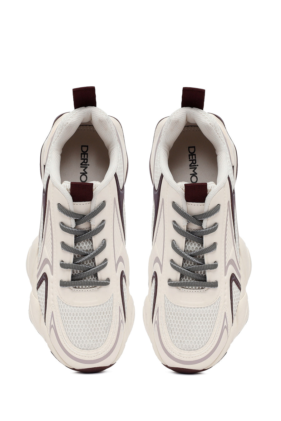 Woman Burgundy Lace-Up Chunky Sneaker