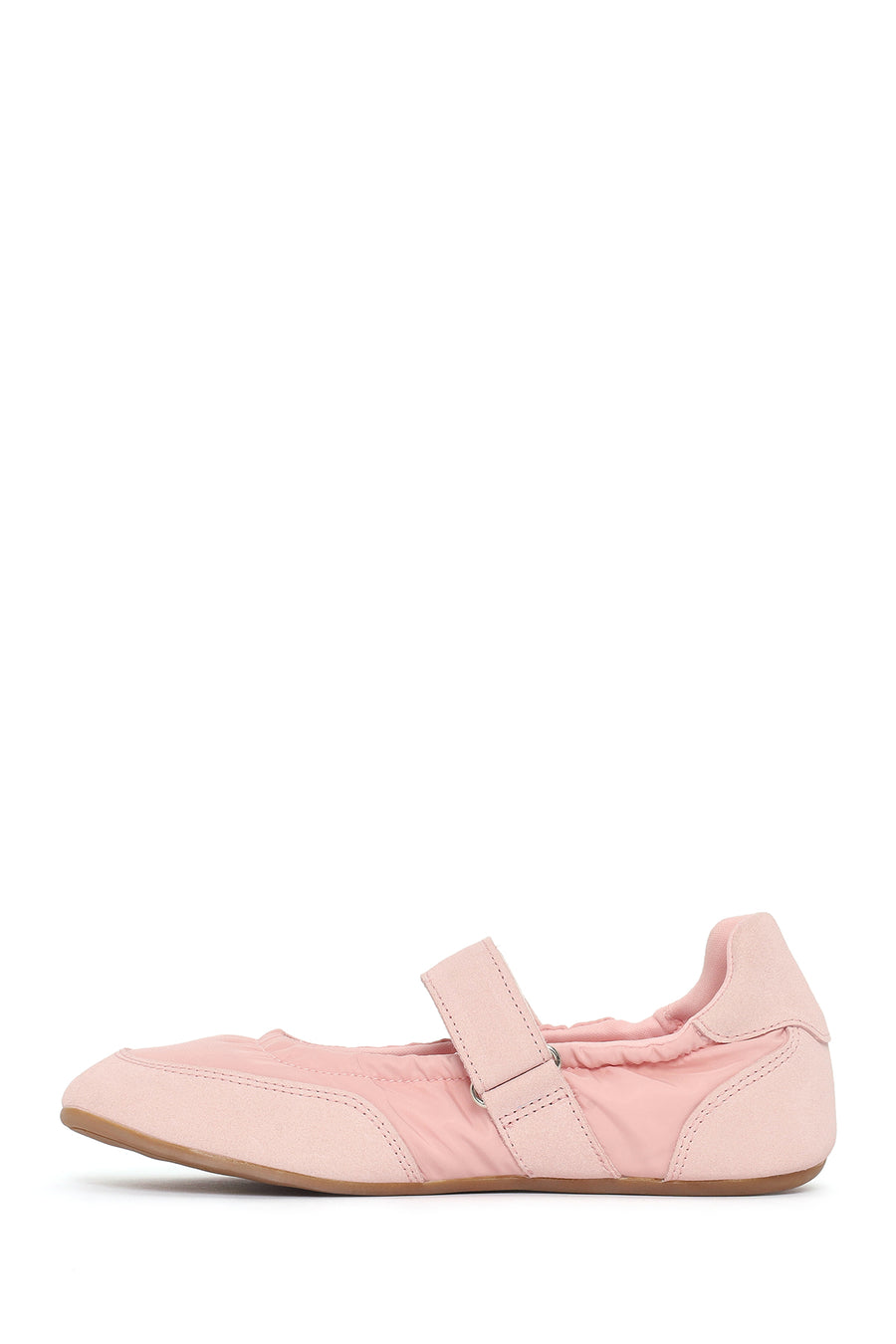 Women's Powder Pink Strapped Leather Sport Ballet Flats