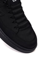 Derimod Zero Male Black Lace-Up Thick-Soled Fabric Sneaker | Derimod
