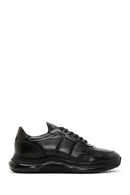 Men's Black Lace-up Thick-Sole Leather Casual Sneaker | Derimod