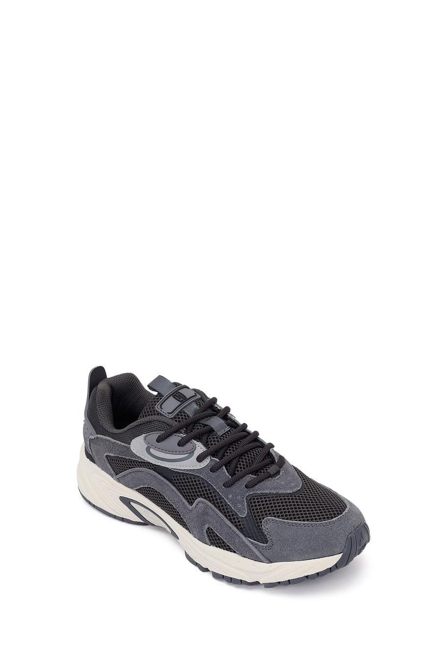 Male Gray Lace-Up Thick-Soled Leather Sneaker