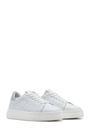 Women's White Lace-up Thick-Sole Leather Sneaker | Derimod