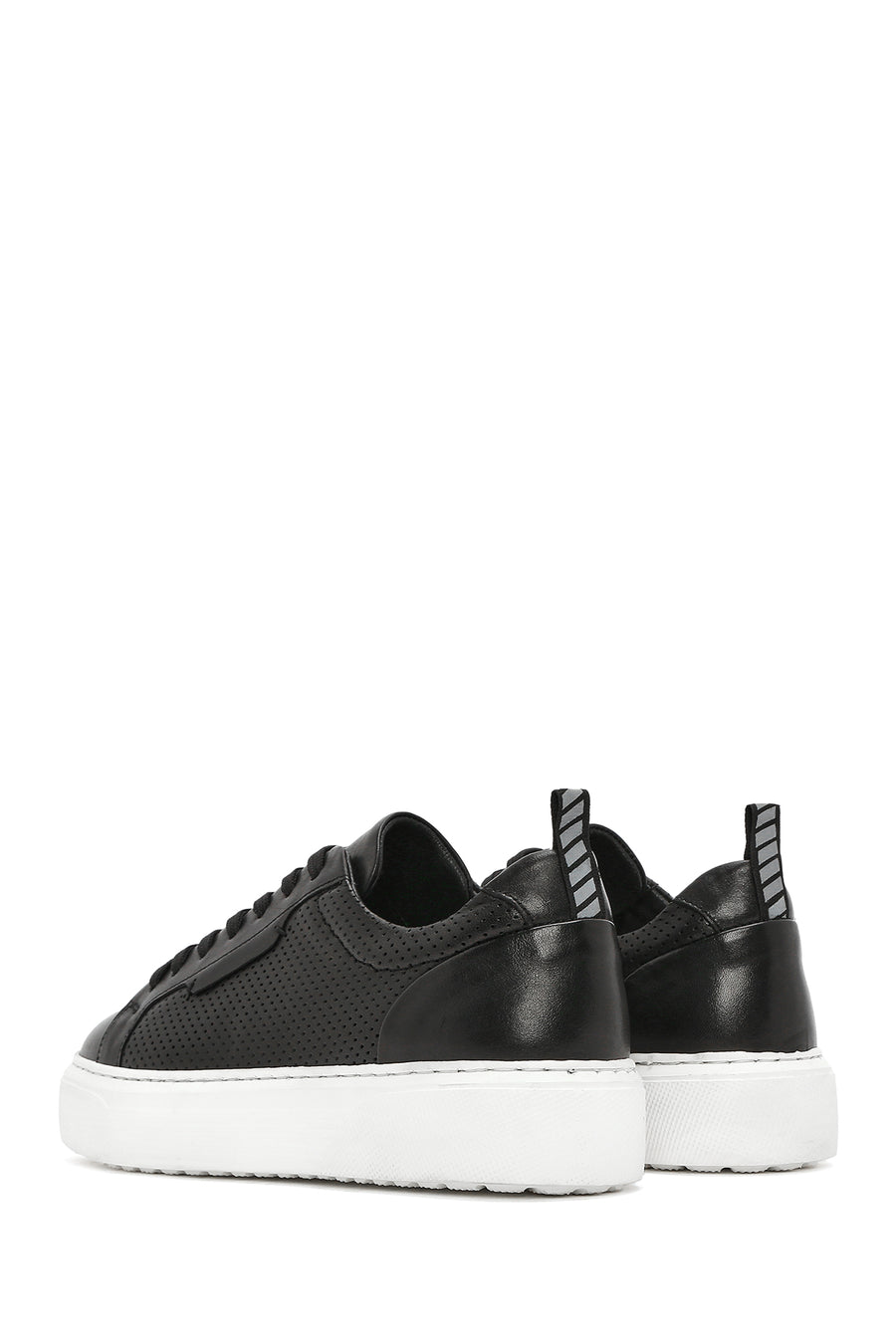 Men's Black Lace-up Leather Sneaker