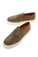 Erkek Haki Süet Deri Casual Loafer | Derimod