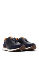 Men's Navy Blue Leather Suede Detailed Sneaker | Derimod