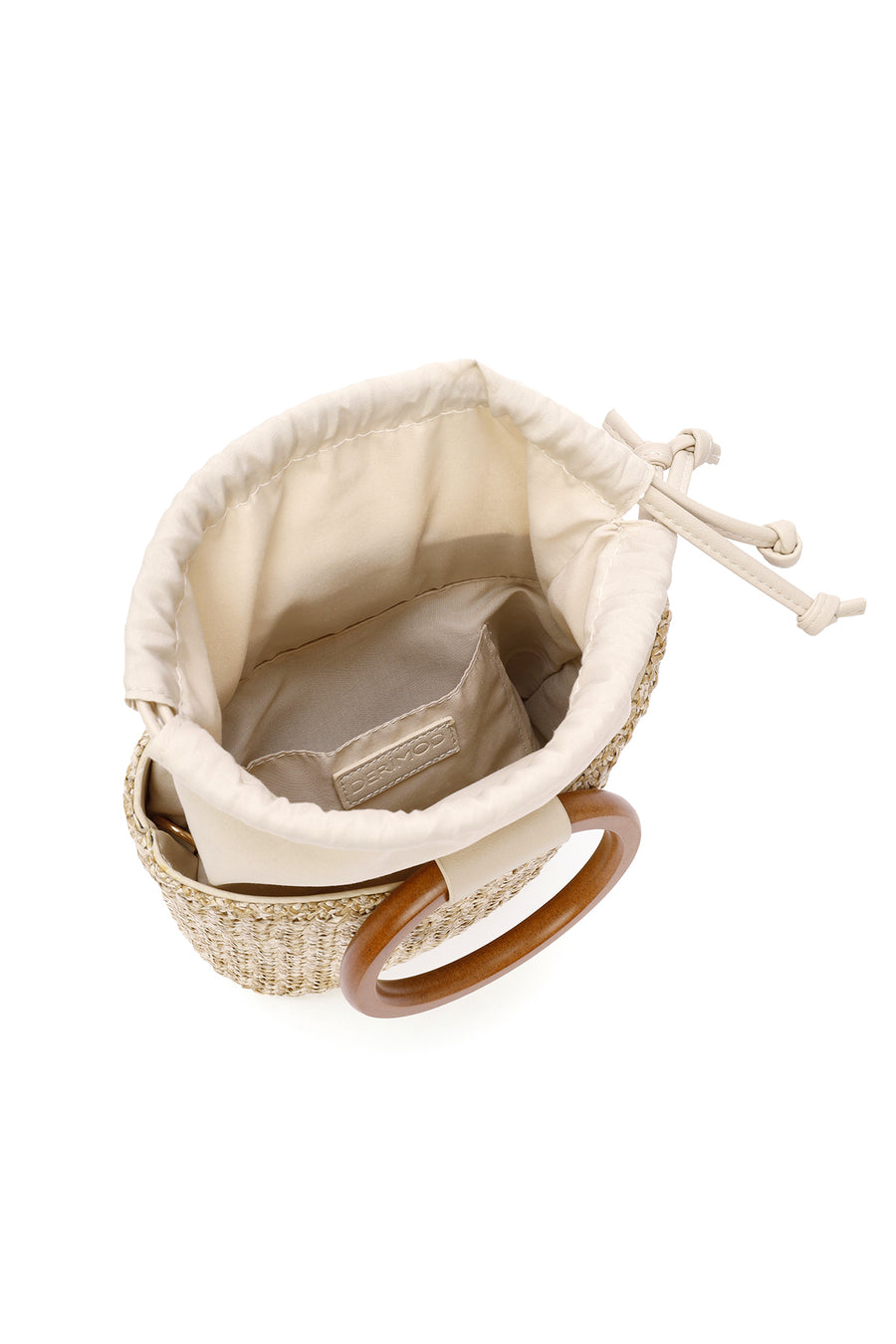 Women's Cream Long Strap Straw Handle Bag
