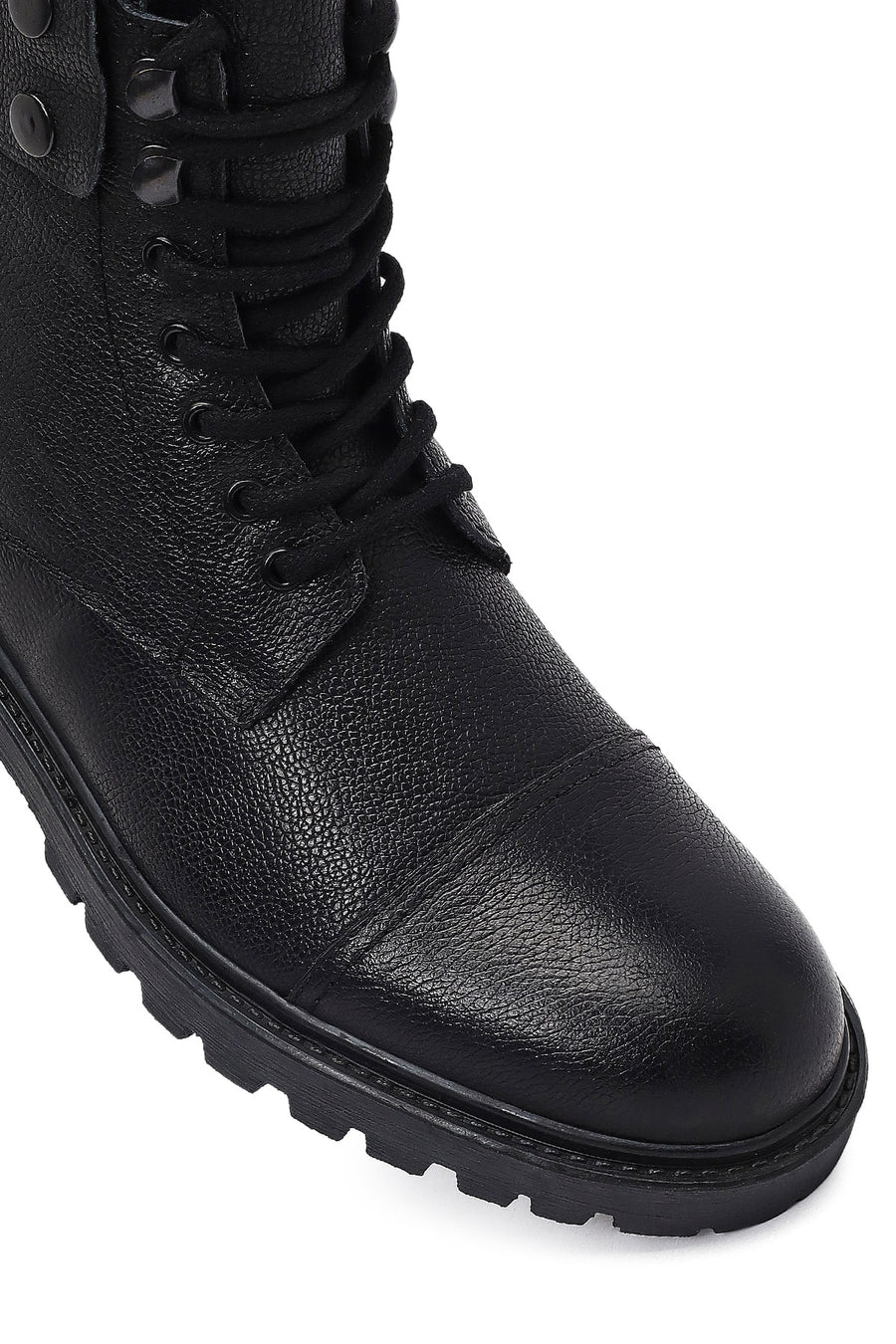 Male Black Zip Closure Leather Combat Boots