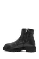 Women's Black Zippered Leather Casual Boots | Derimod