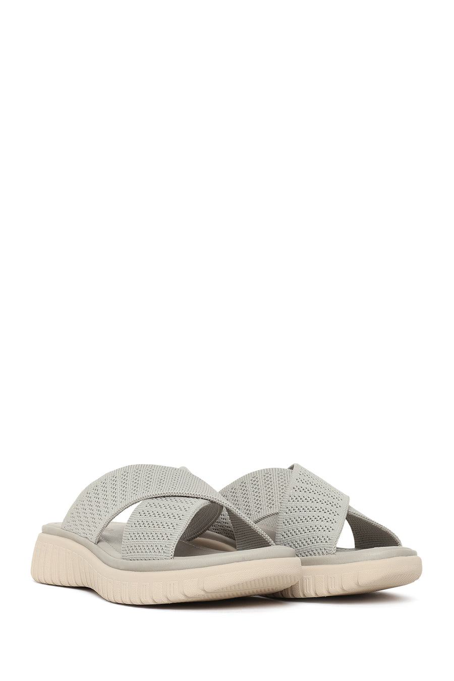 Woman Grey Thick-Soled Fabric Comfort Slippers