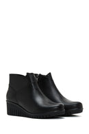 Women's Black Zippered Leather Comfort Boots | Derimod