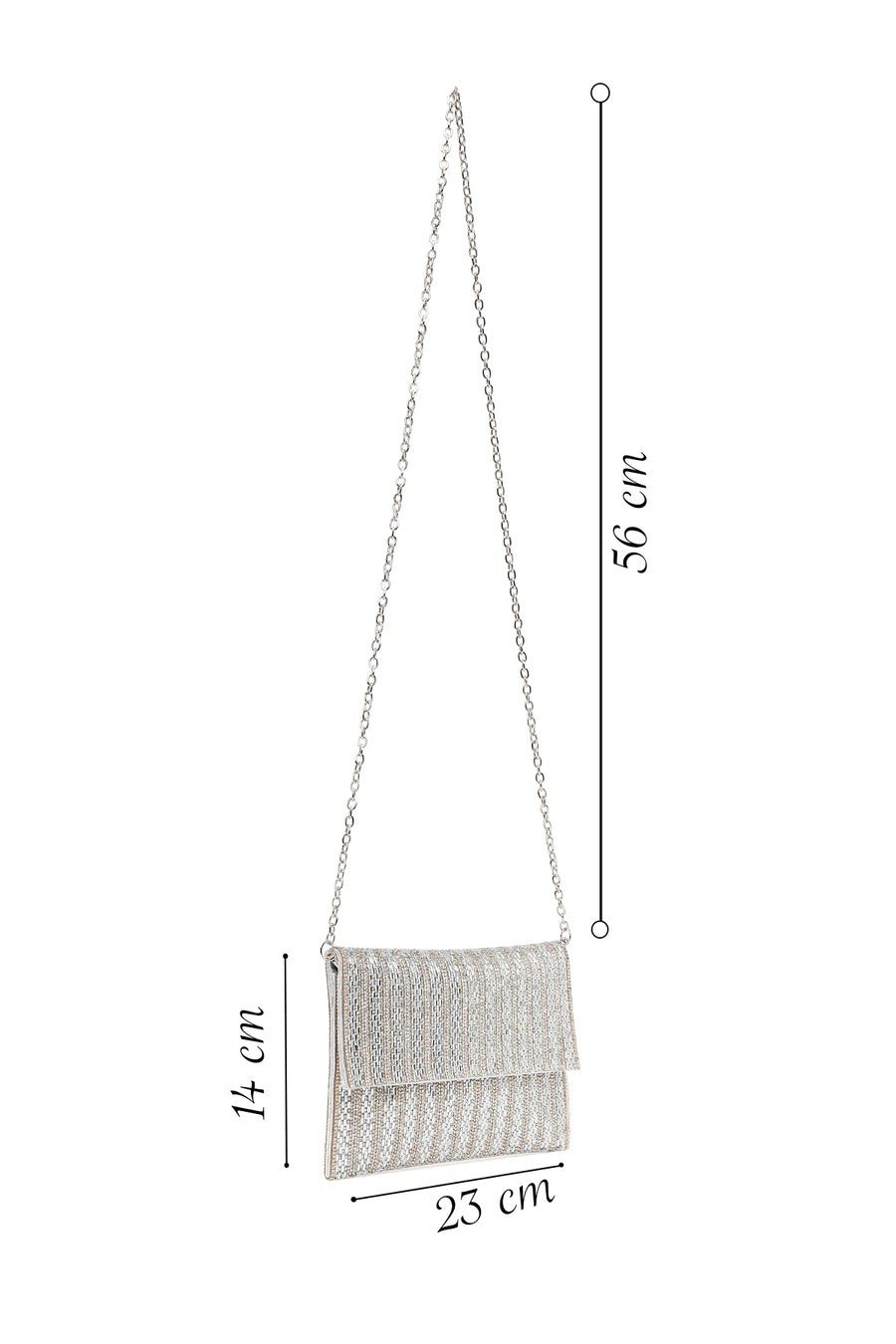 Woman Silver Chain-Strap Stone-Embellished Evening Bag