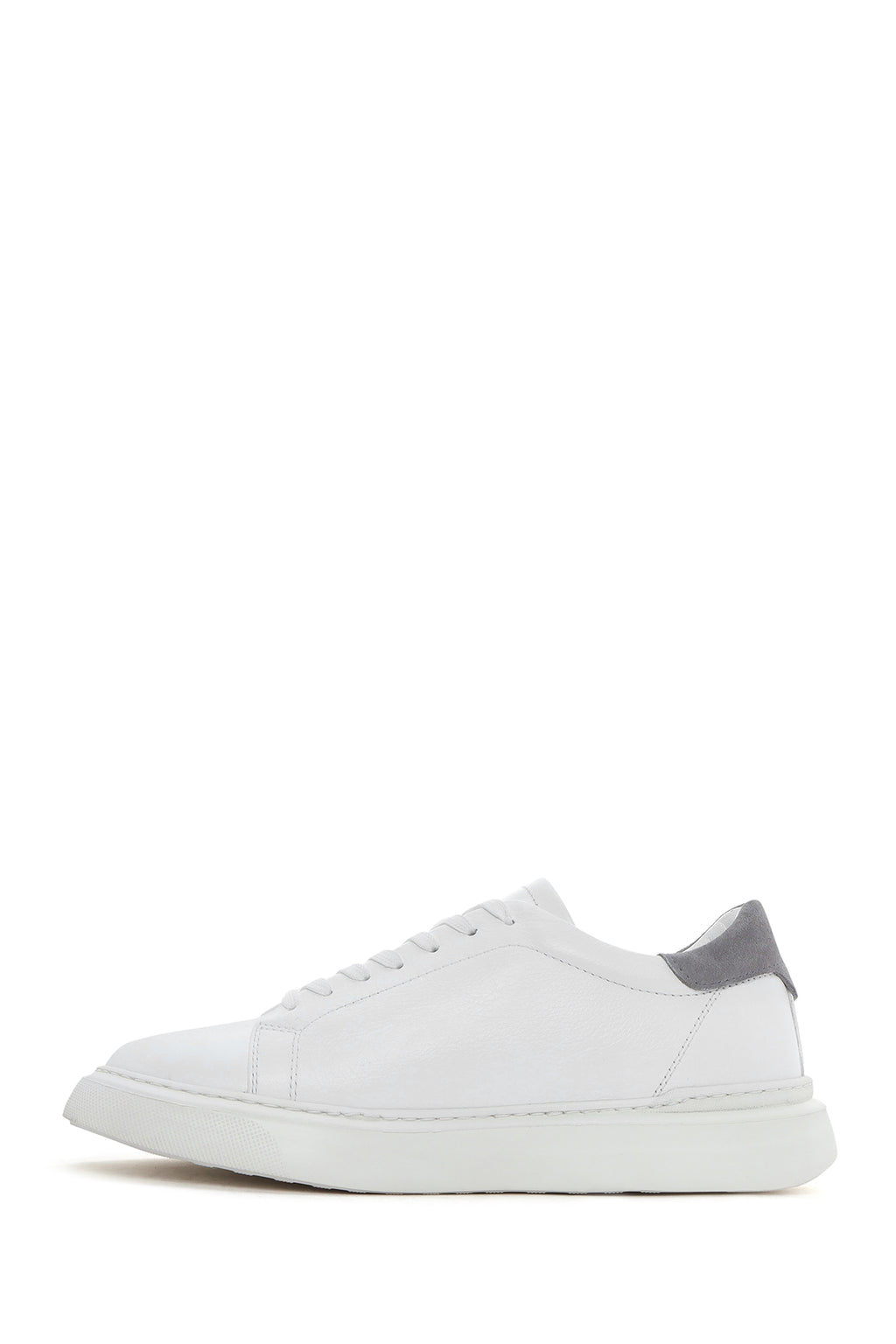 Erkek Beyaz Bağcıklı Deri Sneaker