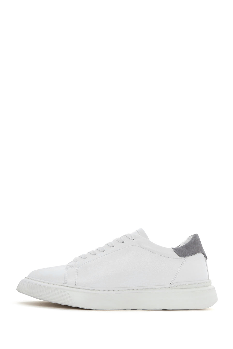 Men's White Lace-up Leather Sneaker