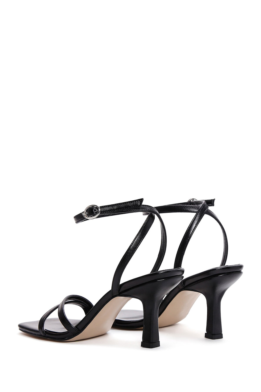 Women's Black Ankle Strap Heeled Sandals