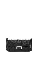 Women's Black Knitted Patterned Long Strap Shoulder Bag | Derimod