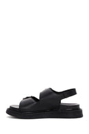 Women's Black Double Buckle Leather Comfort Sandals | Derimod