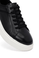 Erkek Siyah Bağcıklı Kalın Tabanlı Deri Sneaker | Derimod